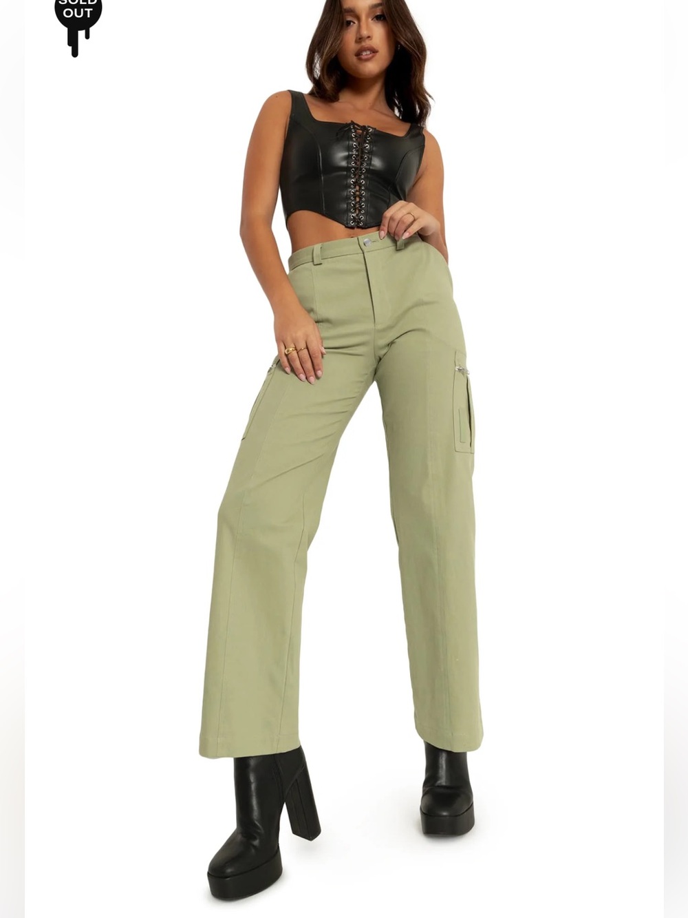 Blackmilk Sage Wide-Leg Cargo Pants